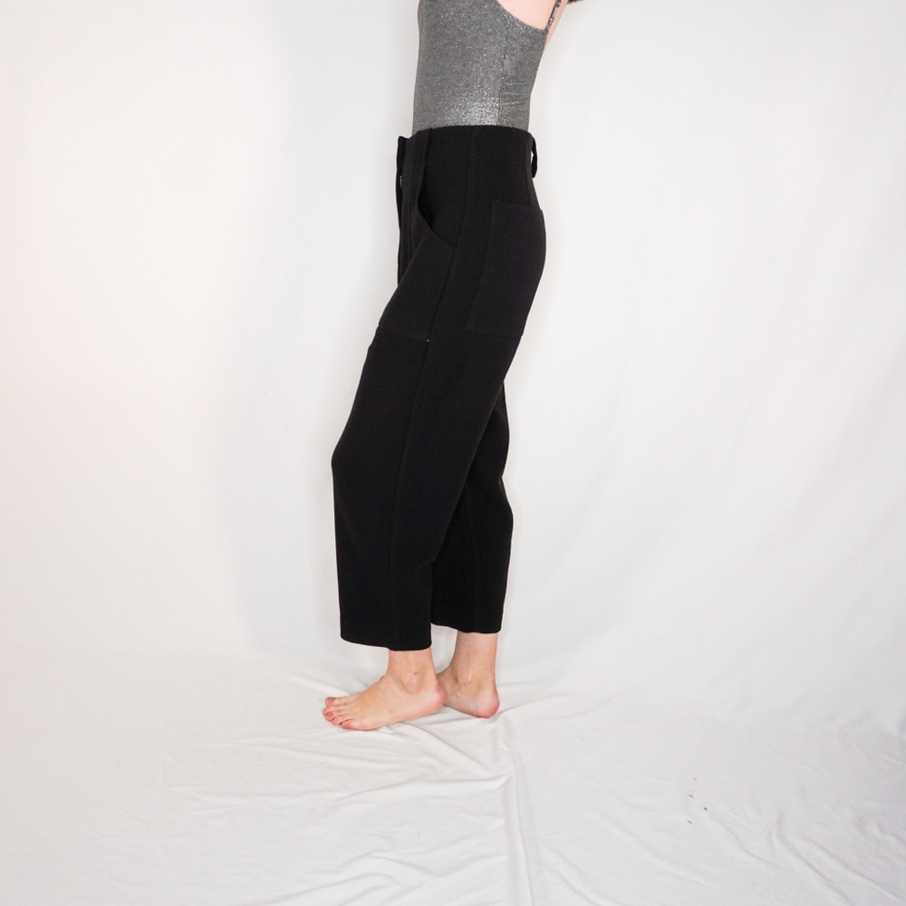FRANK & OAK Alice Straight Black Cropped Pants NWT - Picture 5 of 7
